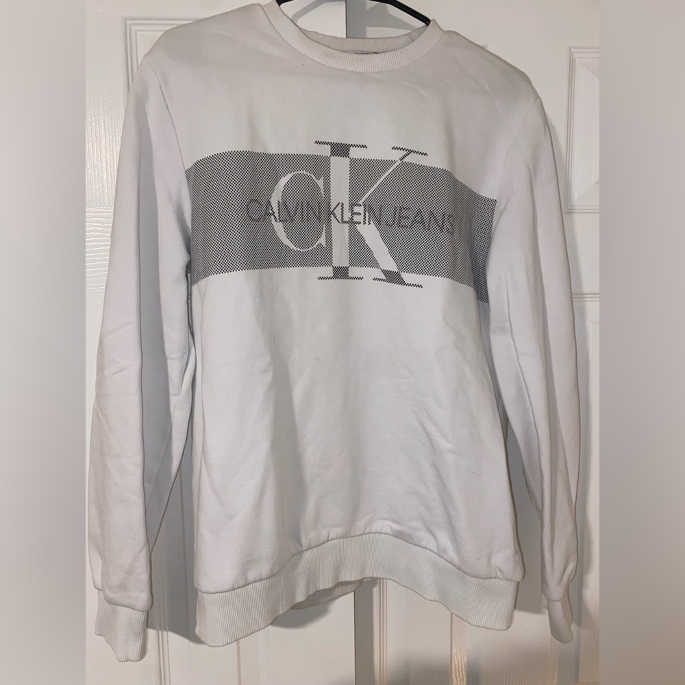 Calvin Klein Men's White Crewneck Sweater